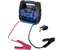 Borg Professionele Acculader - Accu Start Booster - 4 in 1 - Jumpstarter - Powerbank - Werklamp - Compressor - 230 V - 12 V
