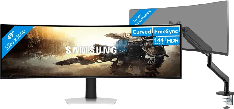 Samsung Odyssey G9 LS49DG912SUXEN OLED + BlueBuilt Monitorarm voor 1 Ultrawide Monitor
