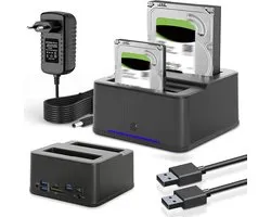 USB 3.0 naar SATA Externe Hard Drive Docking Station voor 2.5''/3.5'' HDD/SSD, 32TB, Offline Cloning en UASP Ondersteuning met SD/TF Kaartlezer