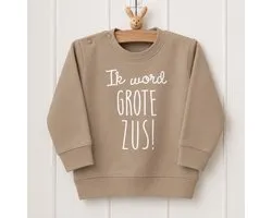 Pull pull pour enfant - Grande Soeur - Taille 92 beige blanc sable - Je vais être grande soeur - grande soeur hourra Enceinte - Naissance - Agrandissement de la famille - Faire-part - Cadeau - Annonce de grossesse - Fille