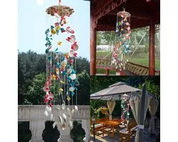 Carillon à vent avec coquille, carillon à vent maritime, carillon à vent extérieur, Handgemaakt, pour balcons, bancs de fenêtre, vérandas, jardins (couleur)