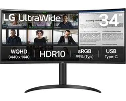 LG 34WR55QK-B - QHD Curved Ultrawide Monitor - USB-C 65w - 34 inch