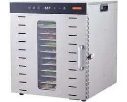 Dehydrator met 10 Trays, Roestvrij Staal, 1000 W, voor Het Drogen Van Gedroogd Vlees En Fruit