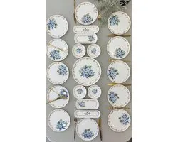 Hermia Concept Norrie Ontbijtset -21 stuks - Blauw, wit - 100% KERAMIEK