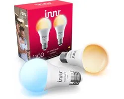 Innr smart E27 LED lamp - geschikt voor Philips Hue - Zigbee bulb - warmwit tot koelwit licht - slimme lamp - dimbaar - 1190 lumen - 2 pack