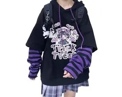 Sweat à capuche japonais Kawaii Anime - Style Harajuku - Pull mignon - Matière confortable - Taille S