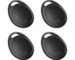 Airversa Holotag - Key Finder, Smart Air Tracker Tag Compatibel met Apple Where is? App (Alleen iOS, Android Niet Ondersteund), Bluetooth Key Finder voor Bagage, Portemonnees, Koffer, Vervangbare Batterij, Zwart, 4-Stuks