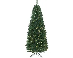 HOMCOM 180cm kunstkerstboom met kleurrijke, gesynchroniseerde ledverlichting en afstandsbediening, 12 lichtstanden, timer, 899 beweegbare takken, opvouwbare metalen standaard, vert