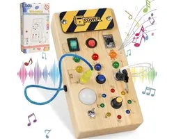 Tableau d'activités Montessori avec petites lumières LED - Tableau d'activités en bois - Jouet éducatif 1 an, 2 ans, 3 ans - Jouet sensoriel de voyage pour tout-petits - Jouet de motricité