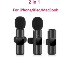 Nieuwe Draadloze Lavalier Microfoon Draagbare Audio Video Opname Mini Mic Voor Iphone Live Broadcast Gaming Telefoon Mic For IOS 2in1