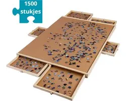Livista Puzzelplaat voor 1500 Puzzelstukjes met 6 Lades – Puzzelbord met Opbergsysteem -– Puzzelmat van Hout – Puzzeltafel