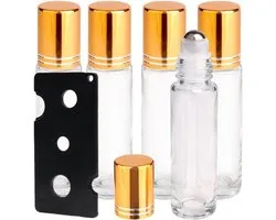 5 pcs essential oil roll on glass bottles and 1 bottle opener, roll-on bottle empty 10ml, essential oils roll-on, drip - ShopVlot