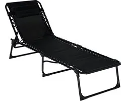 Chaise longue Infinity Goods - Pliable - Avec oreiller - Chaise longue - Chaise longue - Réglable - Jardin - Résistant aux intempéries - Anthracite