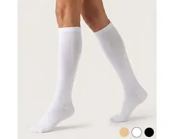 MoveWell® Chaussettes de compression blanches 15–20 mmHg – Femmes & Hommes – Bas de contention – Taille L (39 - 43) - Chaussettes de compression pour la course, la marche et l'avion