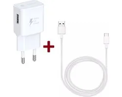 USB Oplader - Snellader met USB-C Kabel 1 Meter geschikt voor: Samsung Galaxy S8 S9 S10 S10E Ultra / Note 10 20 / Plus / FE / Lite / A70 / A50 / A11 / A12 / A51 / A41 / A21S / A20s / Oppo / Motorola / Nokia / Huawei - Oplaadkabel en Adapter