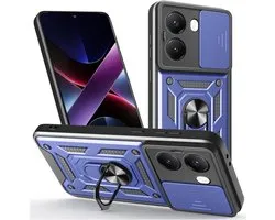 Coque Coverup - Adaptée à la coque Xiaomi Poco X7 Pro - Coque arrière Coverup Ring Kickstand avec Shield d'appareil photo - Blauw