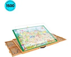 PiecePro Verstelbaar Puzzelbord met 6 Lades - 1500 Stukjes - Puzzeltafel met Opbergsysteem - 90 x 69 cm - Puzzelmat - Portapuzzle - Puzzelplaat - Puzzelplank