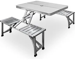 Table de camping, table de pique-nique, plateau et siège en aluminium