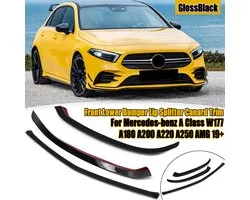 Voorspoilers Front Lip Splitter Spoiler - voor Mercedes-Benz A Class W177 A180 A200 A220 A250 AMG 2019+ - Gloss Black