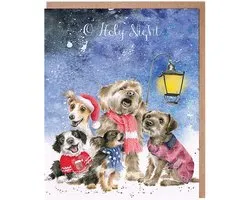 Wrendale Kerstkaarten Notepack - 8 stuks - 'O Holy Night' dog Card Pack - Wrendale Designs Christmas Cards - Kerstkaart