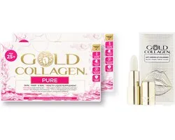 GOLD COLLAGEN PURE - AKTIE : 2 dozen + 1 GRATIS Lip Balsem Volumiser - 5000 mg gehydrolyseerd marien collageen peptiden/50ml - 11 actieve ingrediënten - Type I en III - Suikervrij - Snel resultaat - Klinische studies -Snelle opname -Made in Japan
