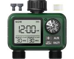 Besproeiingscomputer Premium Slimme Waterregeling – Waterverdeler Met Programmeerbare Watertimer En Regenvertraging – Druppelsysteem Automatische Bewatering Voor Tuin En Gazon | Digitaal Display Met Instelbare Schema’s