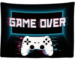 Ulticool Wandkleed 200x150 cm - Controller Gaming Accesoires voor Setup Kamer - voor Binnen - Wandtapijt Wanddoek Stof Poster Backdrop Decoratie Woonkamer Game Over Tiener Jongen - Gadgets