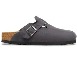 Birkenstock Boston Suède Charcoal Smal Voetbed Unisex Instapper - Maat 40