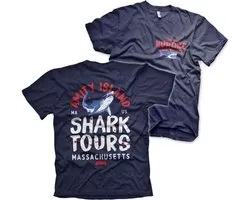 Jaws Heren Tshirt -M- Amity Island Shark Tours Blauw