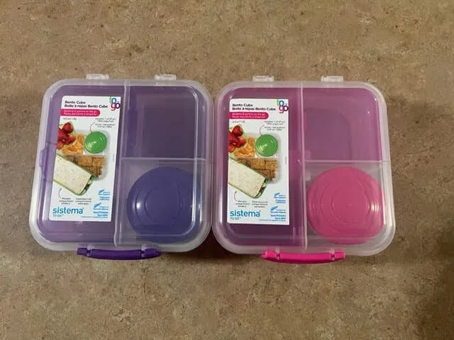 Sistema Bento Cube Box To Go 42.2 oz/ 1.25 L Colors  Pink Purple