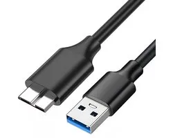 Qost - USB-A 3.0 naar Micro USB-B - 5Gbit/s - USB HDD kabel - Zwart - 1 meter - Data Transfer - Compatibel met iPhone 15 Series / Seagate / WD / Westgate / My Passport / MacBook Pro + Air / iPad / Tablet