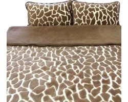 Wollen Deken 200x220cm 100% zuivere Australische Merino scheerwol DUBBELE DIKTE 900 g/m² Woolmark certificaat – Desert Giraffe - Wasbaar en antiallergisch - ZACHT en WARM