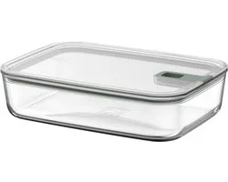 Boîte de conservation en verre Mepal EasyClip - 2,25 l - Récipients de conservation en verre avec fermeture coulissante - Convient pour micro-ondes, four (vapeur), koelkast et congélateur - Nordic sage