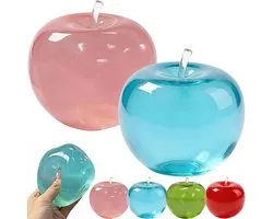 Squishy appel - 2 stuks - Slow Rising Squishy - Fidget Squishy - Zachte Stressverlichtend Speelgoed - Anti Stress Speelgoed - kristalgroene squishy appel - Knijp Speelgoed - Langzame Squishy - Fidget Toys - Stress Relief Speelgoed - Roze+Blauw