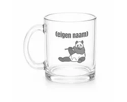 panda en bamboe met eigen naam theeglas transparant - 330 ML - Panda - panda liefhebbers - theemok - theeglazen - koffiebeker - iemand die houdt van panda's - verjaardag - cadeau - kado