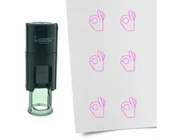 CombiCraft Stempel OK hand gebaar 10mm rond - Roze inkt