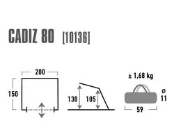 High Peak Cadiz 80 - Beach Shelter - Aluminium/Donkergrijs