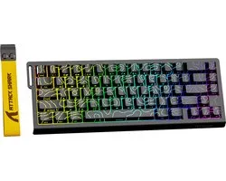 ATTACK SHARK X68HE - Magnetic Switch Wired Gaming Toetsenbord - 66keys - RGB - Side Printed PBT Keycaps - Decorative Lanyard - 8Khz - 0.01mmRT - 0.125ms - Black Contour Line