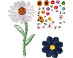 Lot de 36 écussons Set Somstyle - Vêtements Fleurs et abeilles - Application sur tissu - Multicolore