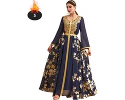 Nivard Islamitische Kleding - Djellaba Dames - Moslim Kleding - Arabisch Dames Kaftan - Alhamdulillah - S - Blauw