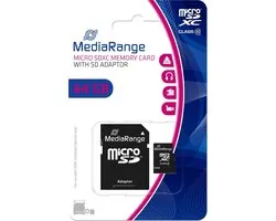 SD Micro SD Card 64GB MediaRange SD CL.10 inkl. Adapter