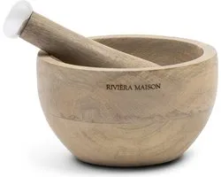 Riviera Maison Mortier avec pilon, Pilon à épices en bois, Rond - Mortier et pilon RM - Marron - Bois de manguier