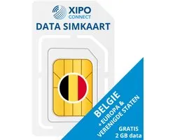 XIPO CONNECT - Carte SIM de données Belgique + 2 Go de données - Valable 365 jours + prolongeable à l'infini - Carte SIM de données uniquement