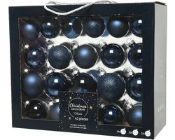 Kerstballen glas nachtblauw mix 42x