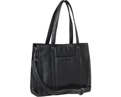Grote Leren Shopper Dames Elegant Zakentas voor Laptop A4 Zwart