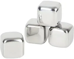 Herbruikbare ijsblokjes - Ice Cube Set - 4 IJsblokjes - 4 RVS ijsblokjes - 4 Herbruikbare ijsblokjes- Whiskey Stones - Whiskey Stenen
