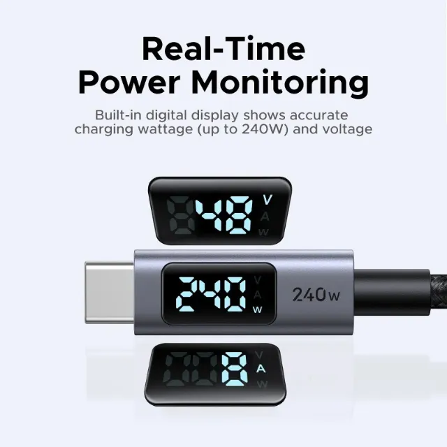 UGREEN 240W USB-C Cable Digital Display PD3.1 Fast Charging Type-C Cord