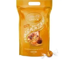 Lindt LINDOR Karamel melkchocolade bonbons 1kg - ca. 80 chocolade bonbons - Hersluitbare verpakking
