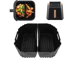 Dual Zone 2 kamers Siliconen bakvormen voor Ninja Airfryer Max Pro 6,2 l AF180EU, herbruikbare siliconen vormen voor heteluchtfriteuse voor Ninja Airfryer friteuse 6,2 l AF181 4,7L AF140EU