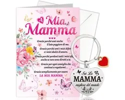 HOWAF Moederdag Kaart en Sleutelhanger Set - Liefdesboodschap voor Moeder, Geschenk voor Moederdag, Verjaardag of Kerstmis, Duurzaam en Mooi